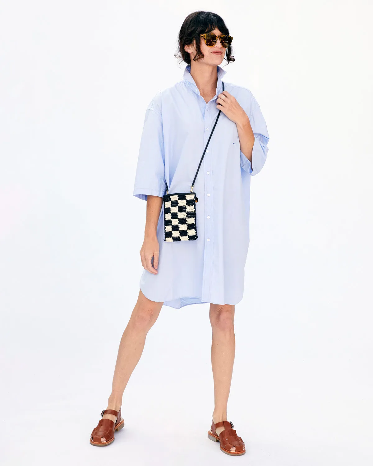 Clare V. Checkered Crochet Phone Bag