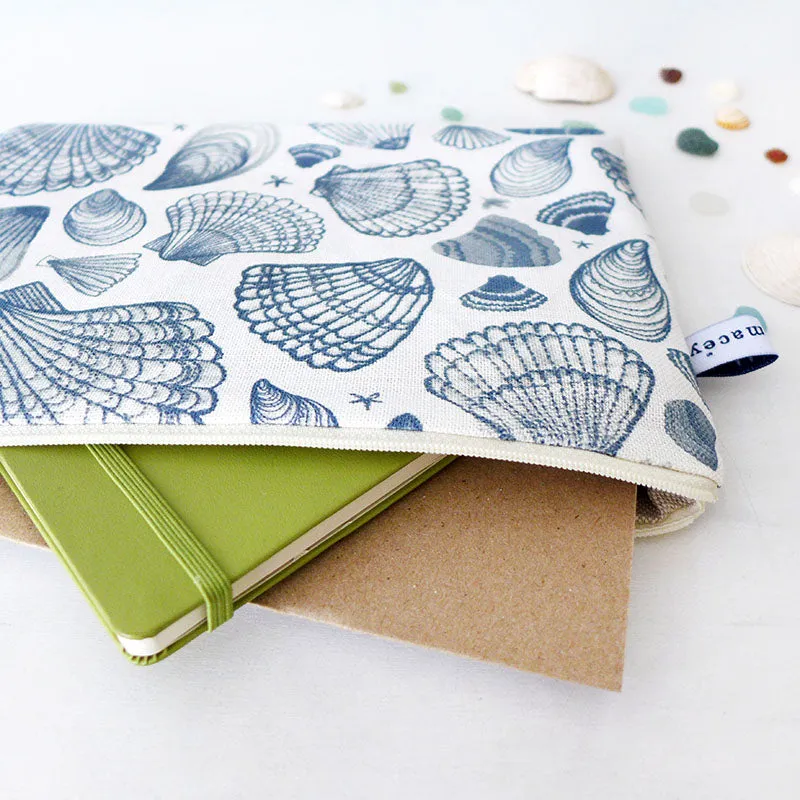 Navy Seashells Travel Pouch
