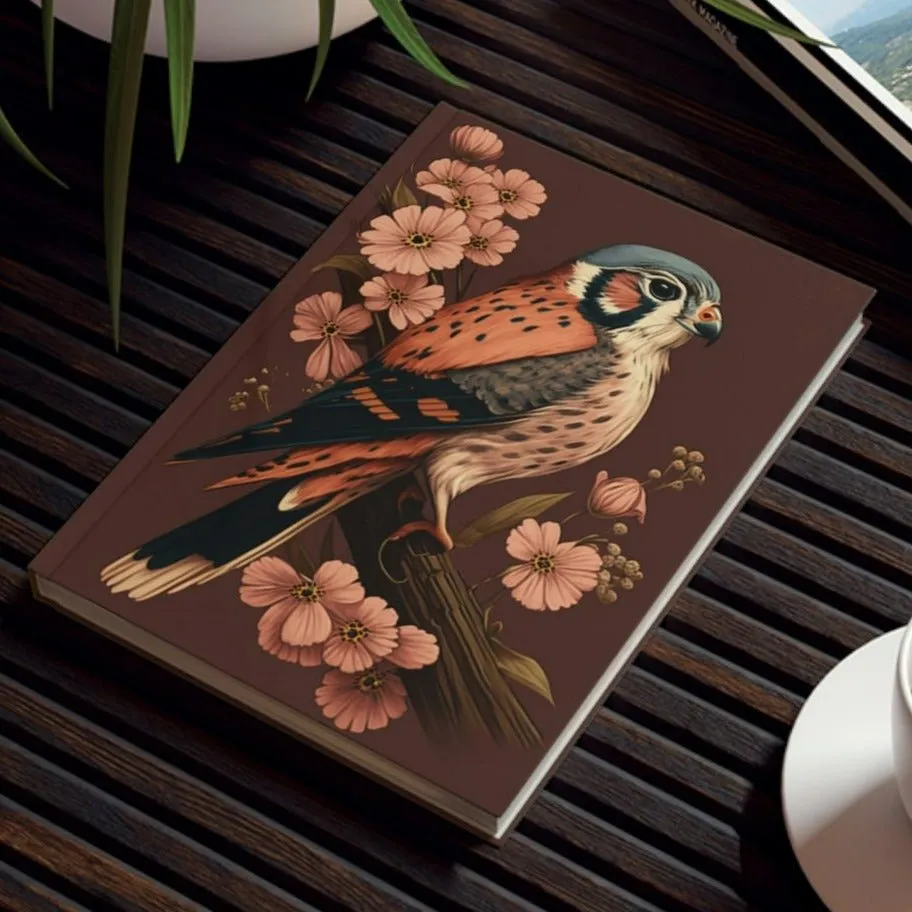 Perched American Kestrel Hard Backed Journal