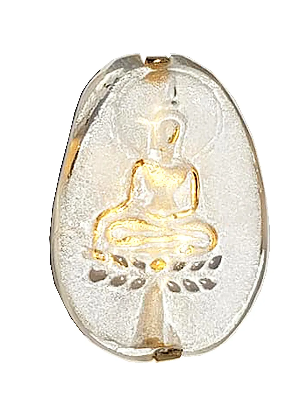 Ring Hand Cast French Glass Buddha Oval Gold Plated Band
