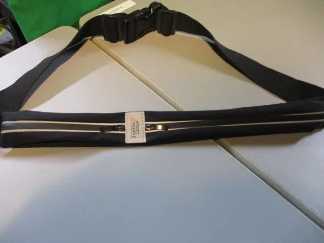 Used Sports People Running Belt w/ 2 Pockets Black Fanny Pack